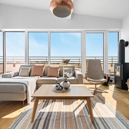 公寓 Ocean Queen- Penthouse, Balkon, Ostseeblick, Kamin